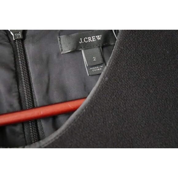 J. Crew Women's Size 2 XS Black Dress 3/4 Zip Sleeve Crepe Wool Mini Dress - Picture 3 of 5